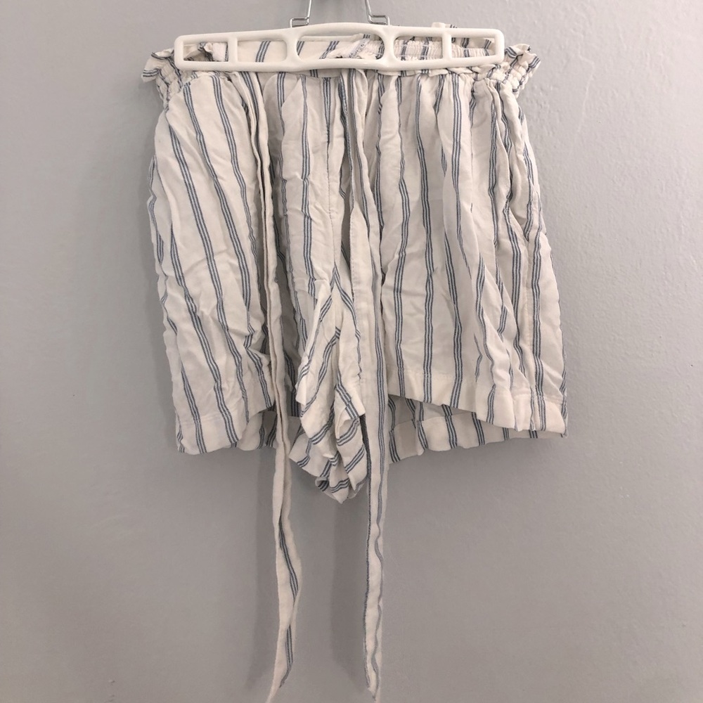 Blue and white striped shorts